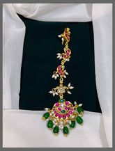 Peacock Maang tikka in kundan - HA0041